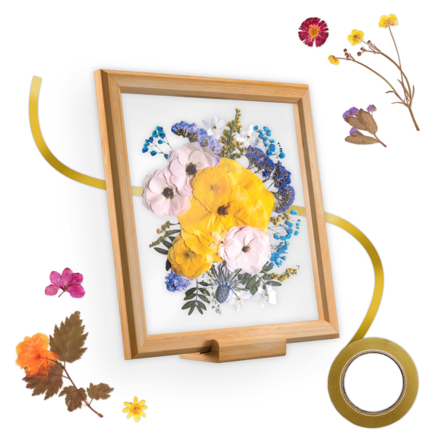 Wooden Floating Frame with UV-Resistant Acrylic - Versatile 12x12 inch Square Frame for Pressed Flowers, Photos & Artwork - Wall or Tabletop Display