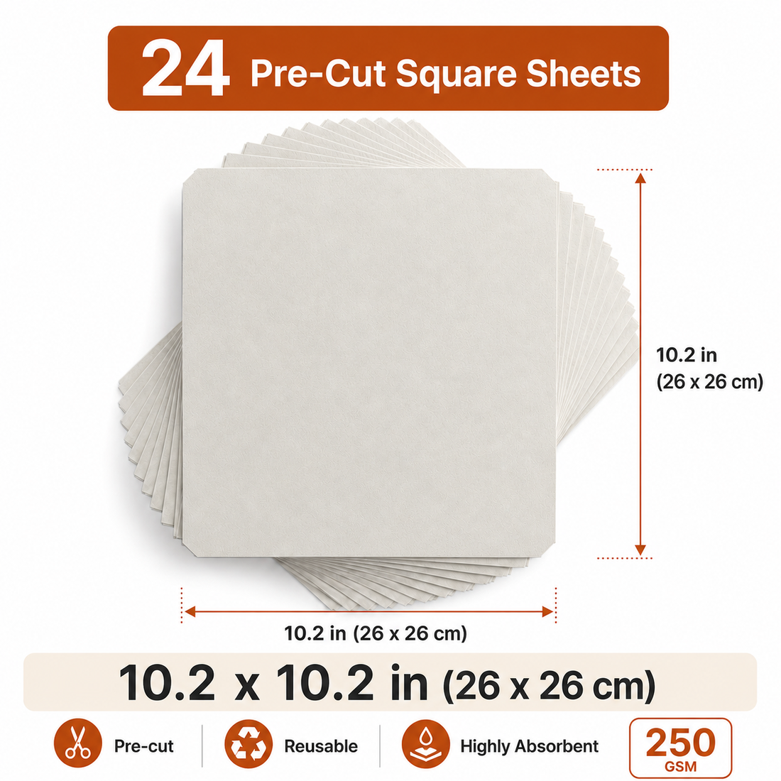 24 pre-cut square sheets