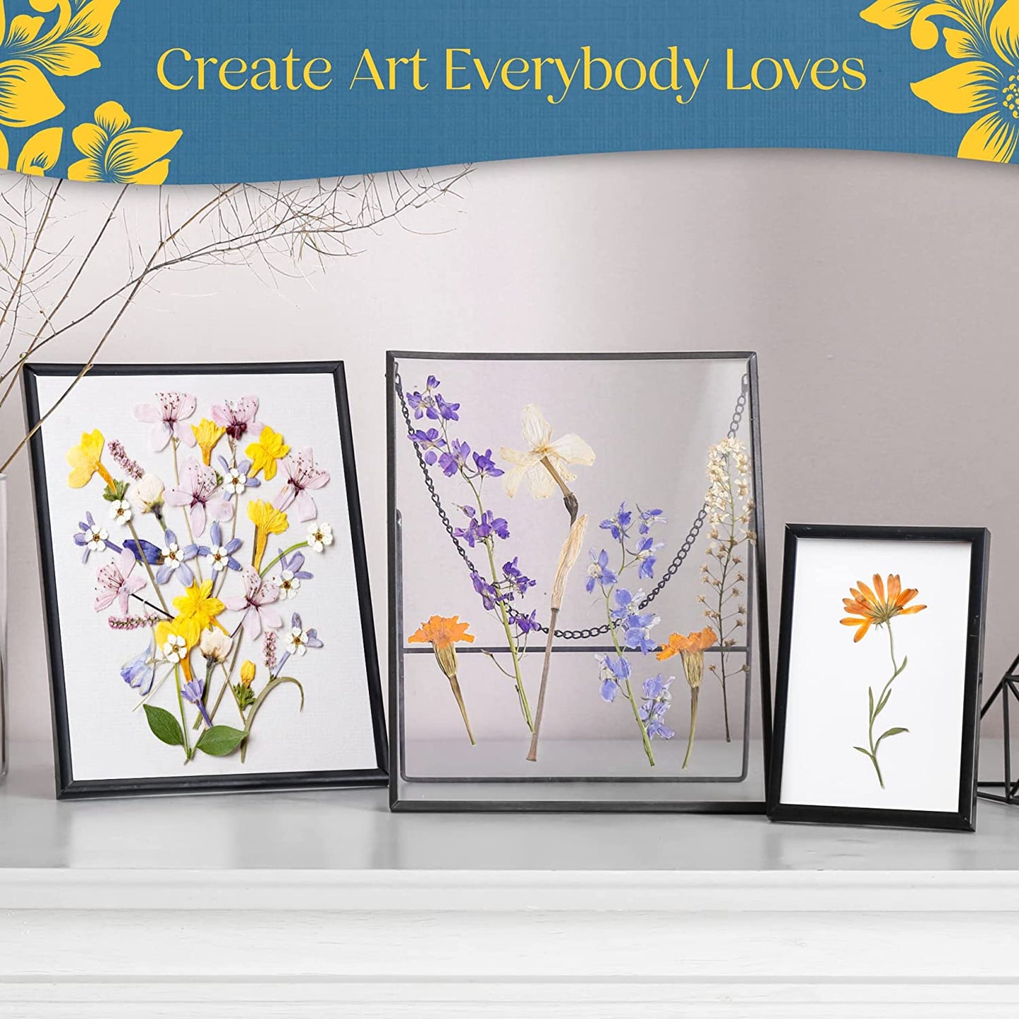 Create pressed flower frame with our flower pressing kit