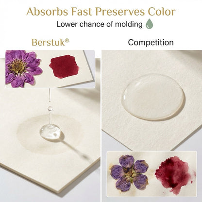 Comparison of Berstuk and competition products with dried flowers and liquid on a white background.