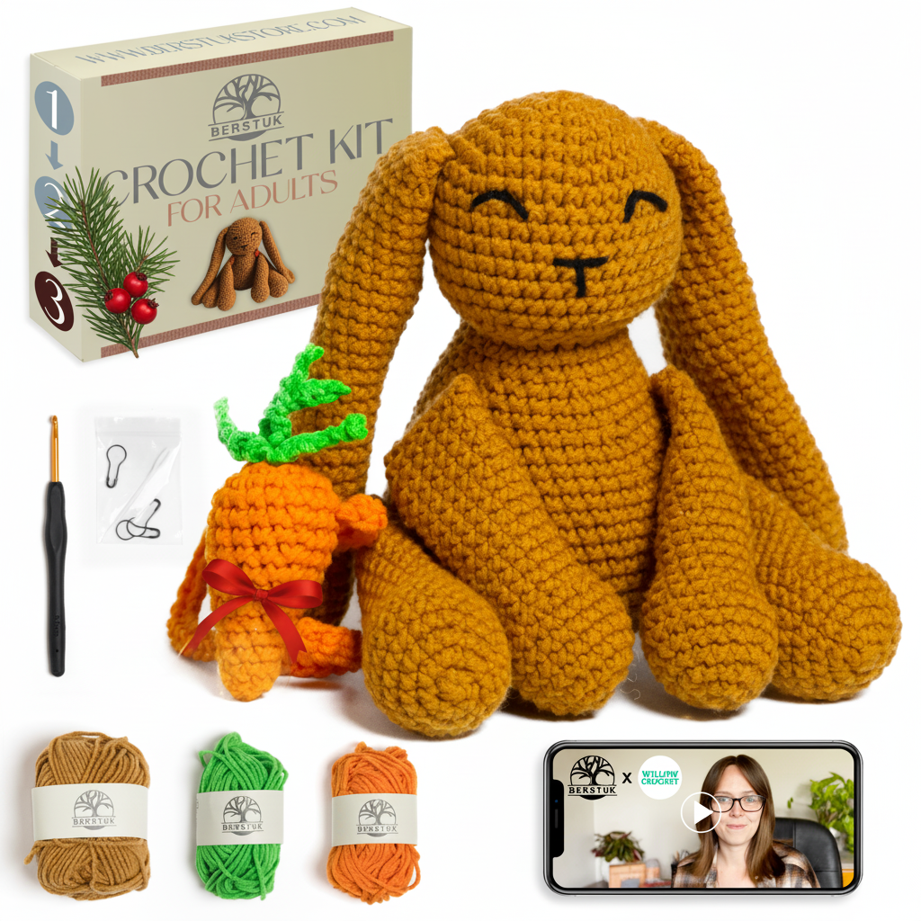 Intermediate-Friendly Crochet Kit for Adults – Benny The Bunny