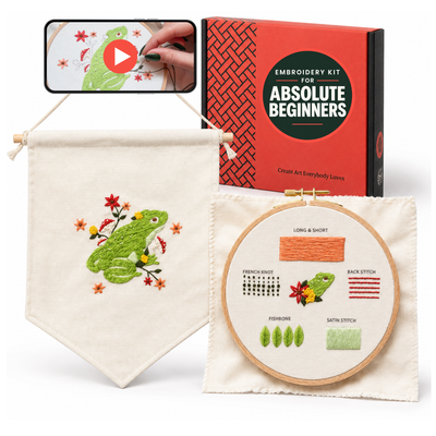 Embroidery Kit for Beginners Adults, Frog 2-Project Starter Kit