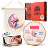 fairy embroidery kit with a mobile phone showcasing video tutorials