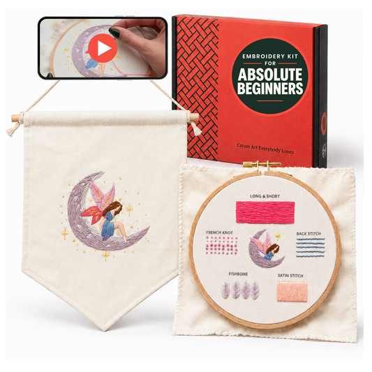 Embroidery Kit for Beginners Adults, Fairy 2-Project Starter Kit