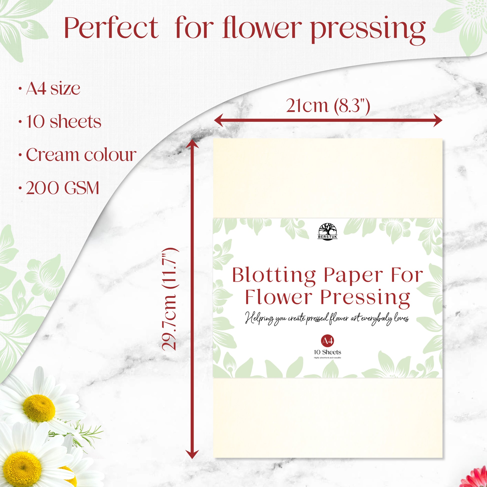  Berstuk Large Flower Press Kit for Adults The Flower  Preservation Kit Measures 10.8 x 6.9 • Our Plant Press & Leaf Press is a  Great Gift for Arts and Crafts Lovers 