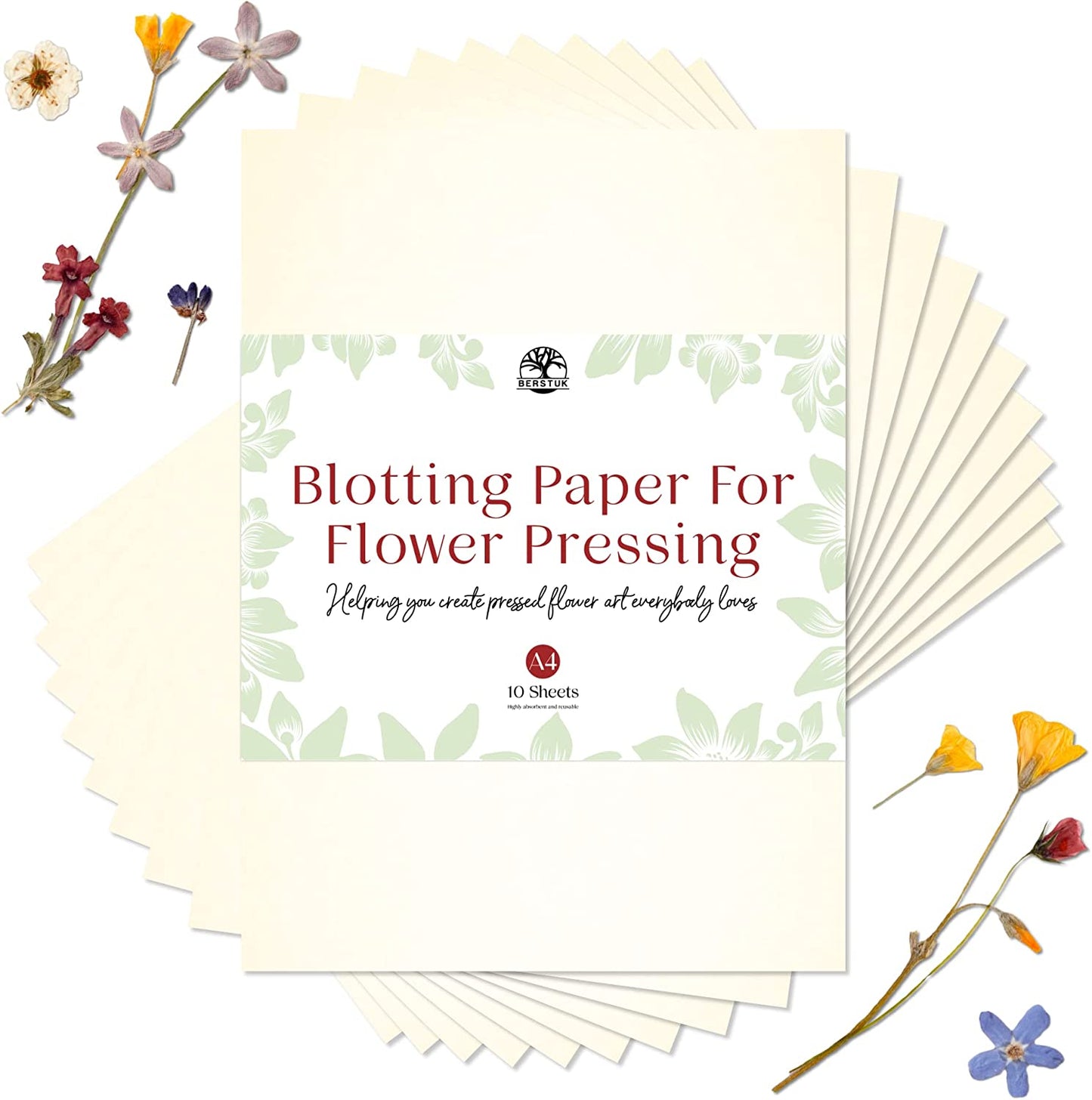 Blotting Paper for Flower Press by Berstuk Large A4 Flower Press Paper  Highly Absorbent and Reusable Herbarium Paper Pack of 10 Blotter Paper  Sheets 10 Count (Pack of 1) Cream